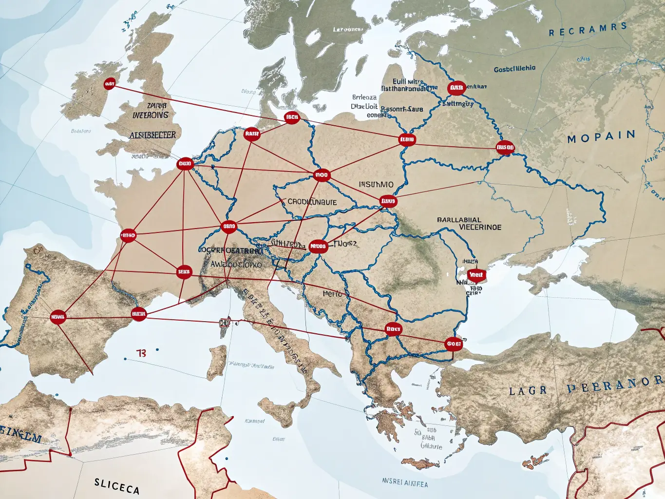 An image showing a map of Germany with various public transportation routes highlighted, symbolizing the extensive coverage and connectivity offered by the Deutschlandticket, enabling users to reach numerous destinations.